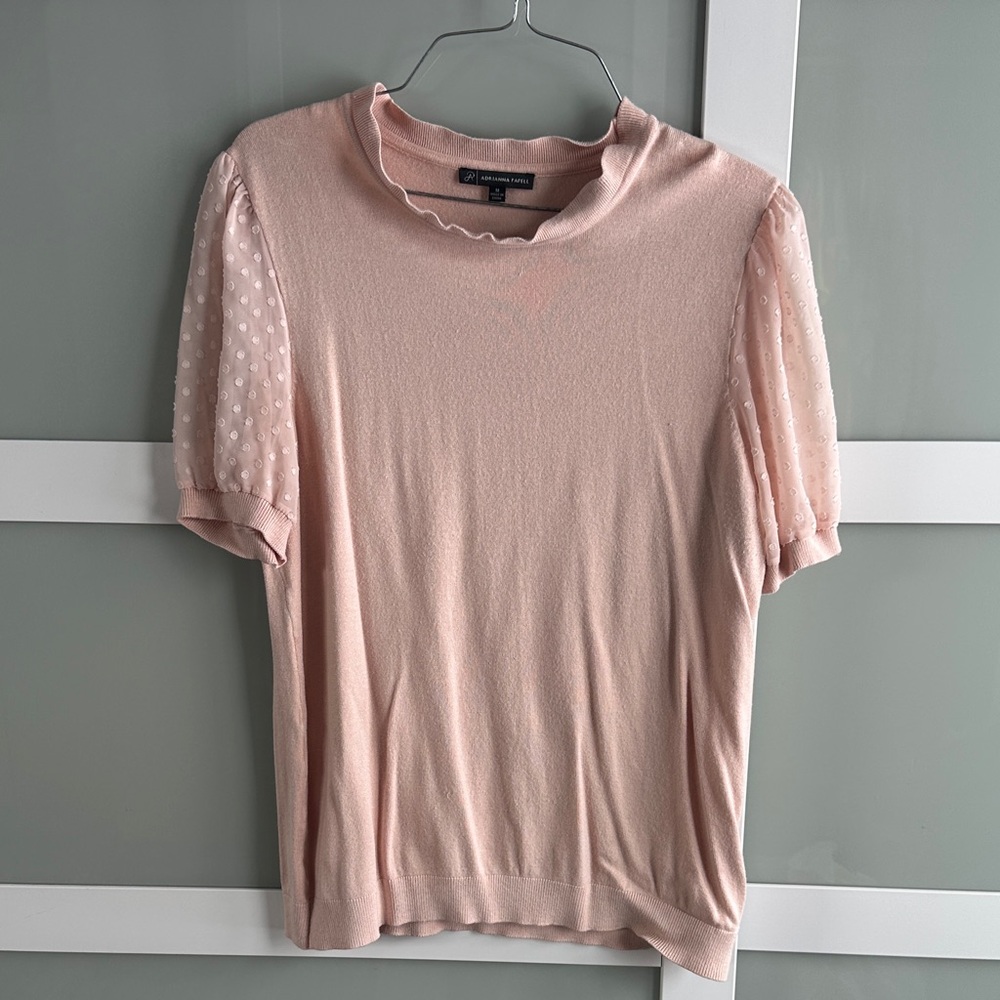 Adrianna Papell Light Pink Blouse with Sheer Sleeves